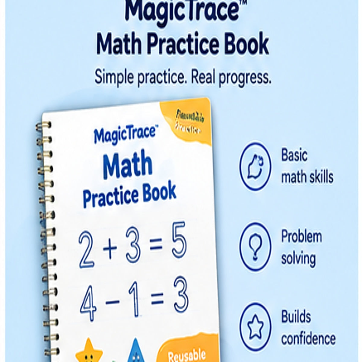 MagicTrace Math Practice Book - grooved counting and early addition workbook
