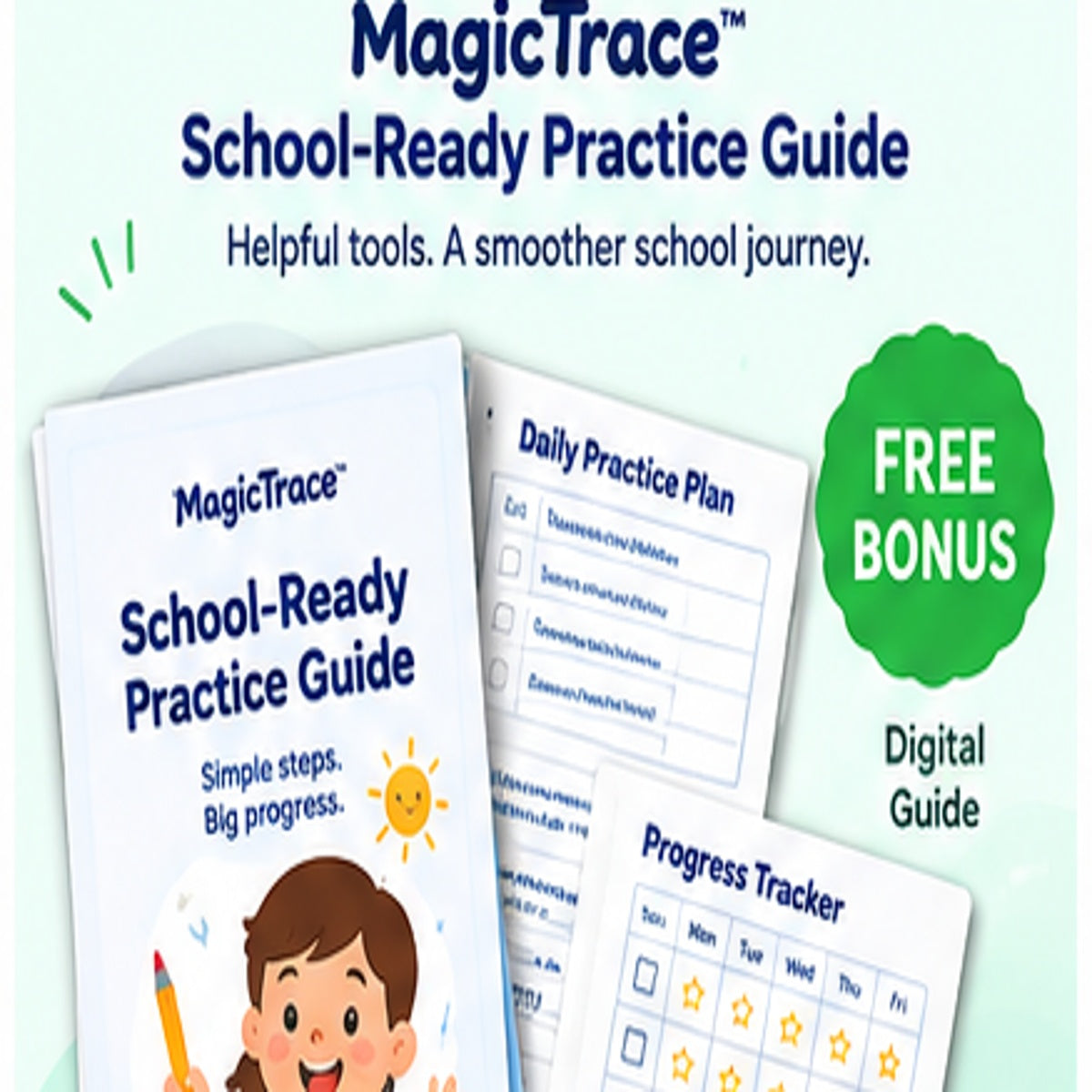 MagicTrace School-Ready Practice Guide - free printable handwriting practice plan PDF