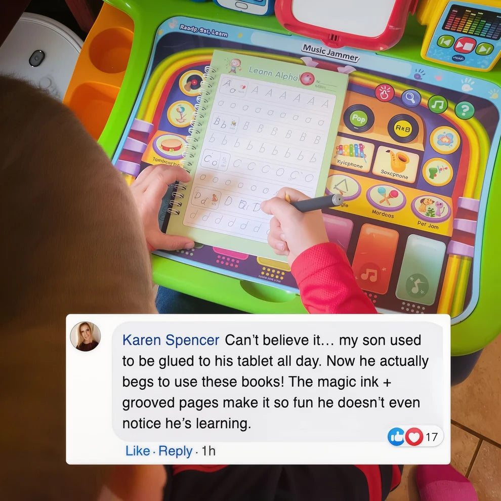 Luminzaa MagicTrace™ Grooved Handwriting Workbook Set — 4 Reusable Books for Ages 3–8