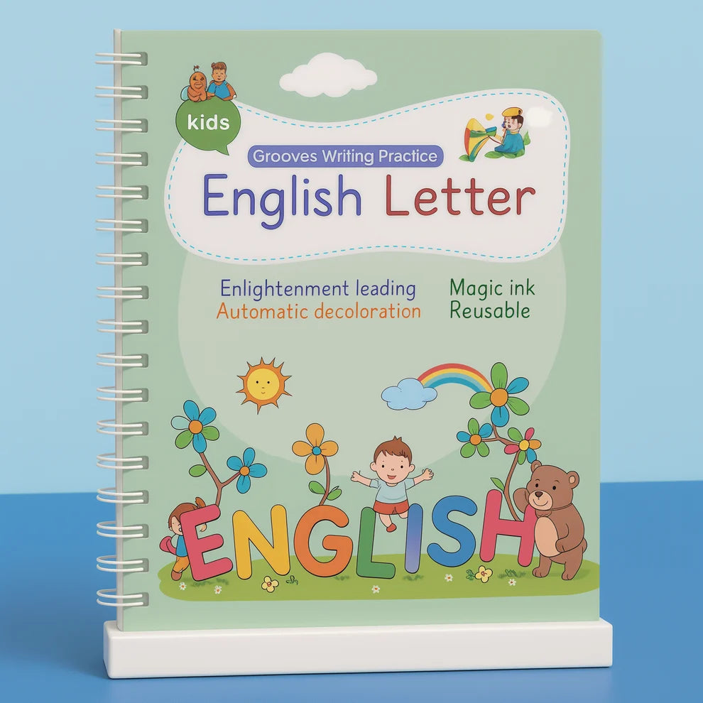 Luminzaa MagicTrace™ Grooved Handwriting Workbook Set — 4 Reusable Books for Ages 3–8