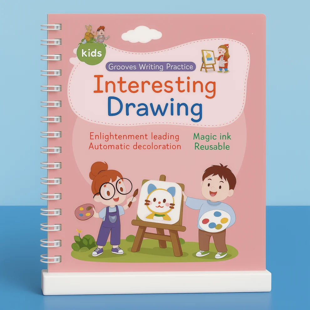 Luminzaa MagicTrace™ Grooved Handwriting Workbook Set — 4 Reusable Books for Ages 3–8