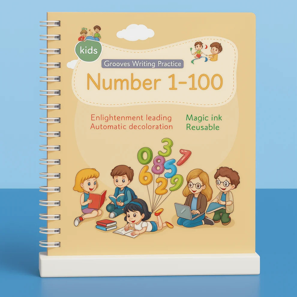 Luminzaa MagicTrace™ Grooved Handwriting Workbook Set — 4 Reusable Books for Ages 3–8