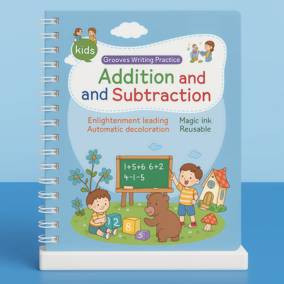 Luminzaa MagicTrace™ Grooved Handwriting Workbook Set — 4 Reusable Books for Ages 3–8