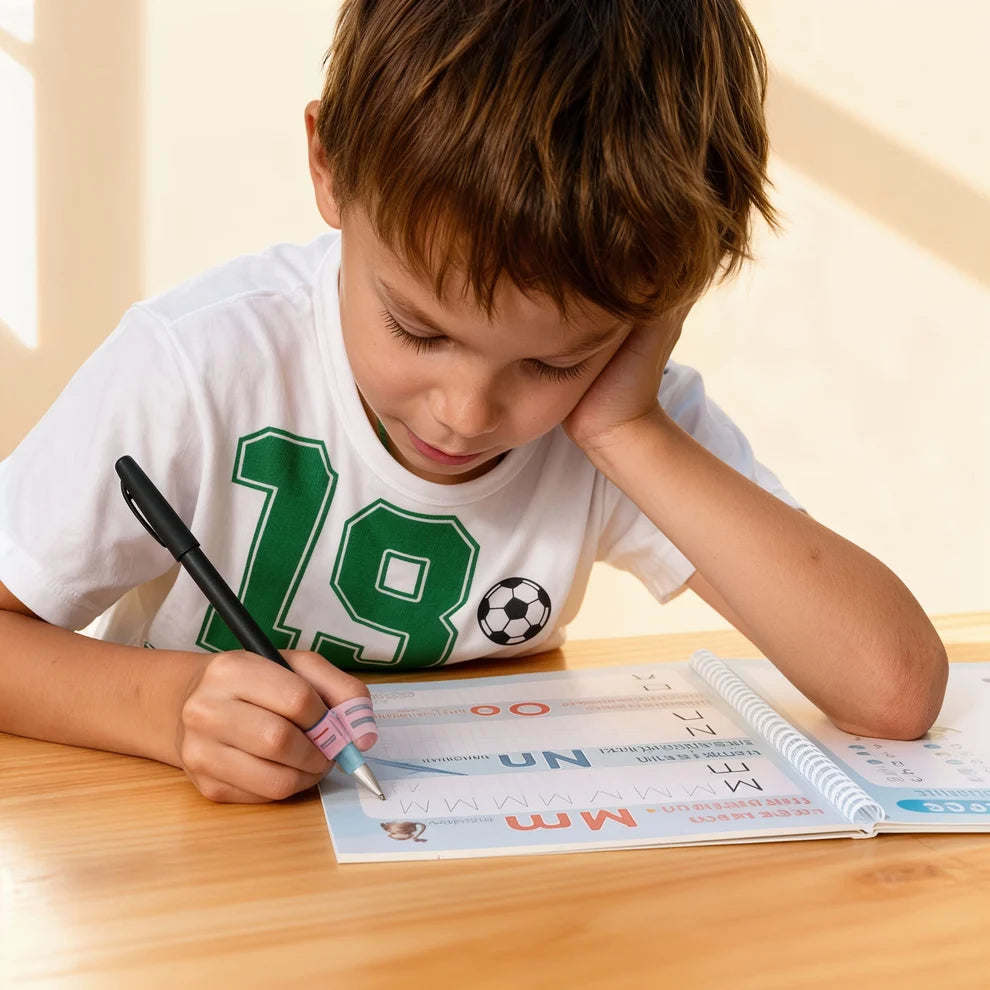 Luminzaa MagicTrace™ Grooved Handwriting Workbook Set — 4 Reusable Books for Ages 3–8