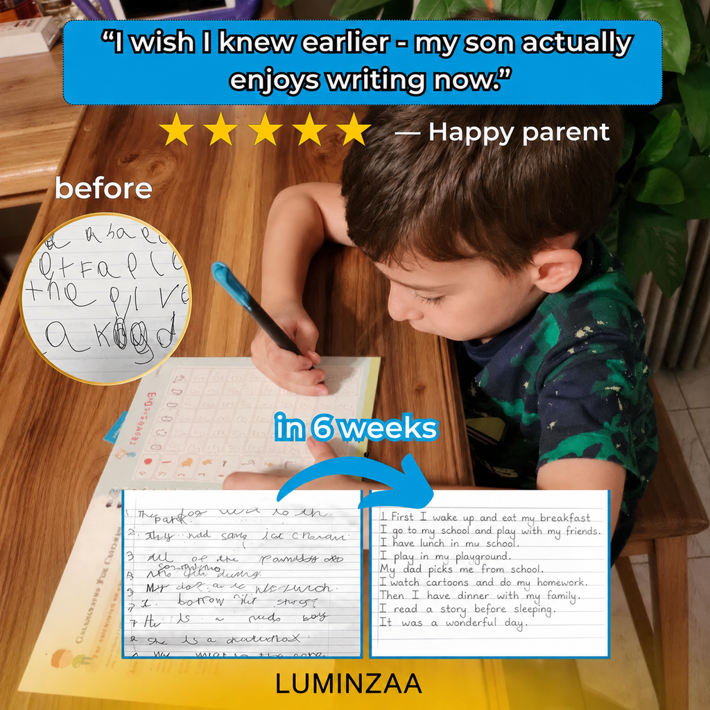 Luminzaa MagicTrace™ Grooved Handwriting Workbook Set — 4 Reusable Books for Ages 3–8